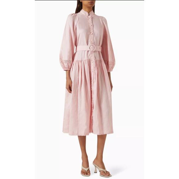 Morton Mac Dresses & Skirts - Morton Mac Stella Midi Linen Shirt Dress Light Pink Size Medium/Large Tall
